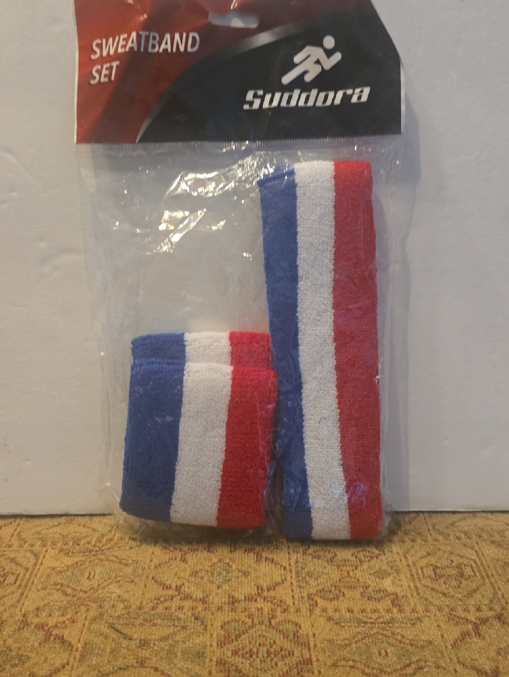 Men's Red White Blue Athletic Sweatband Set